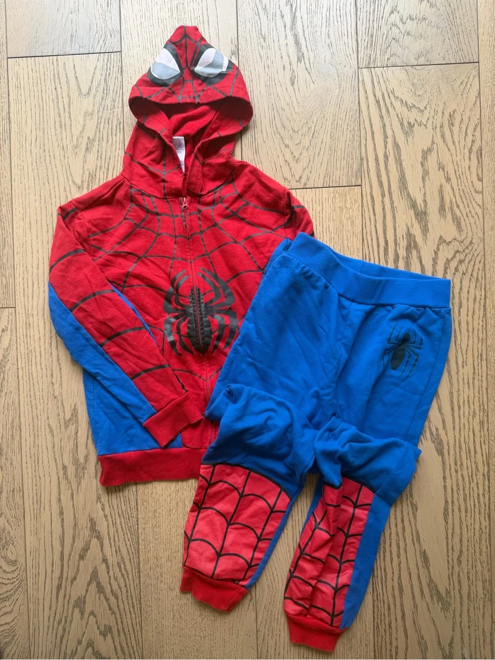 Marvel Kids Boys Red & Blue Spider-Man Full Zip Hoodie & Sweatpants Set Sz 8